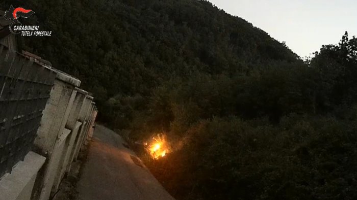 sorpreso mentre appicca il fuoco in montagna arrestato 46enne