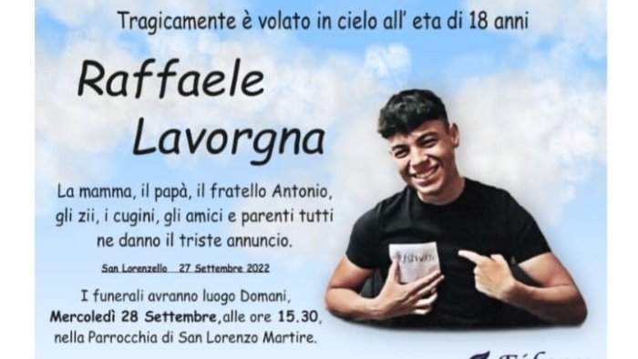 raffaele 18 anni ed un sorriso che non sara mai dimenticato